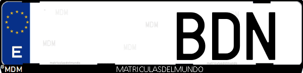 Imágen de matrícula de coche con letras BDN de España