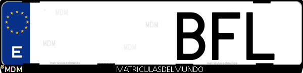Imágen de matrícula de coche con letras BFL de España