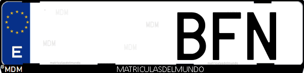 Imágen de matrícula de coche con letras BFN de España