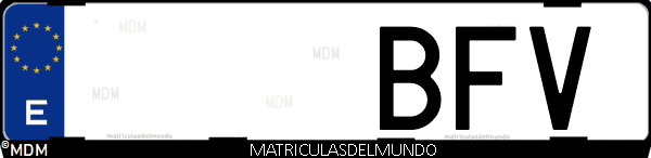 Imágen de matrícula de coche con letras BFV de España