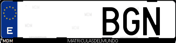 Imágen de matrícula de coche con letras BGN de España