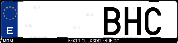 Imágen de matrícula de coche con letras BHC de España
