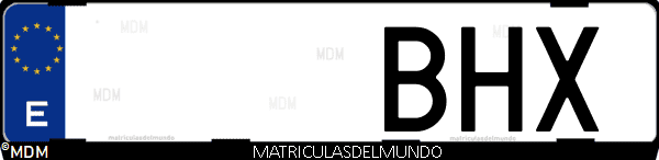 Imágen de matrícula de coche con letras BHX de España