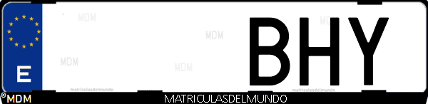 Imágen de matrícula de coche con letras BHY de España