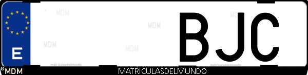 Imágen de matrícula de coche con letras BJC de España