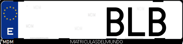 Imágen de matrícula de coche con letras BLB de España