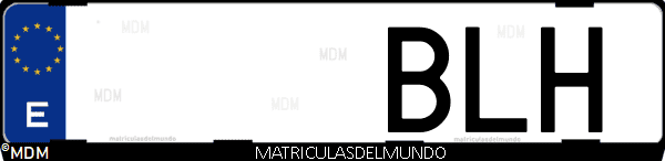 Imágen de matrícula de coche con letras BLH de España