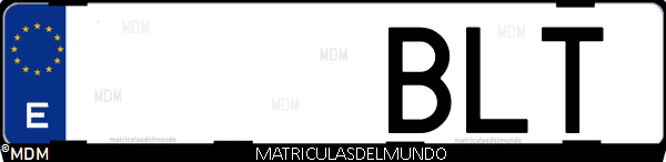 Imágen de matrícula de coche con letras BLT de España