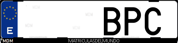 Imágen de matrícula de coche con letras BPC de España
