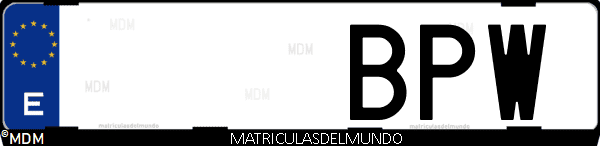 Imágen de matrícula de coche con letras BPW de España