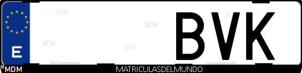 Imágen de matrícula de coche con letras BVK de España