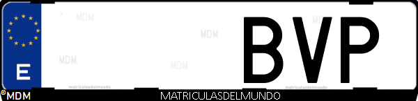 Imágen de matrícula de coche con letras BVP de España