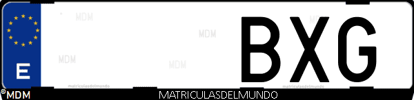 Imágen de matrícula de coche con letras BXG de España
