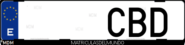 Imágen de matrícula de coche con letras CBD de España