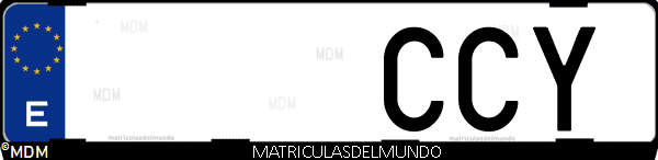 Imágen de matrícula de coche con letras CCY de España