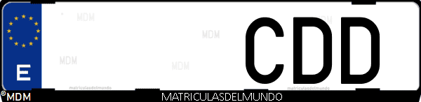 Imágen de matrícula de coche con letras CDD de España