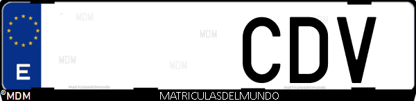 Imágen de matrícula de coche con letras CDV de España