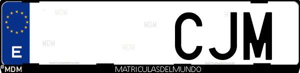 Imágen de matrícula de coche con letras CJM de España