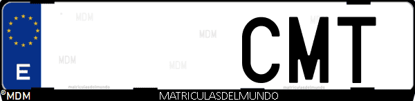 Imágen de matrícula de coche con letras CMT de España