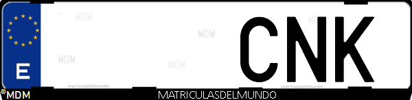 Imágen de matrícula de coche con letras CNK de España