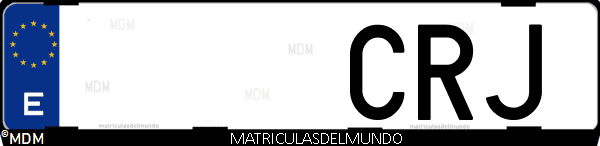 Imágen de matrícula de coche con letras CRJ de España