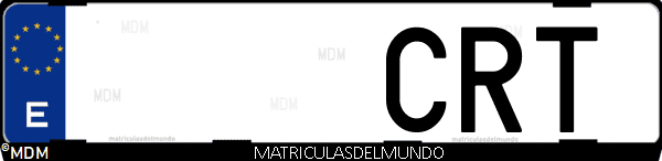 Imágen de matrícula de coche con letras CRT de España