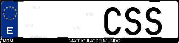 Imágen de matrícula de coche con letras CSS de España