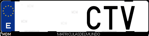 Imágen de matrícula de coche con letras CTV de España