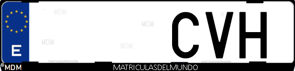 Imágen de matrícula de coche con letras CVH de España