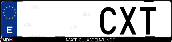 Imágen de matrícula de coche con letras CXT de España