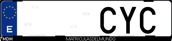 Imágen de matrícula de coche con letras CYC de España