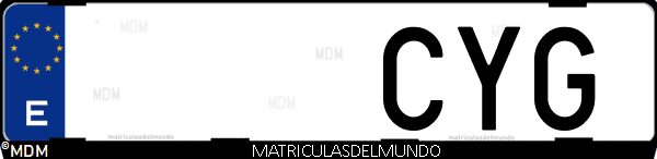Imágen de matrícula de coche con letras CYG de España