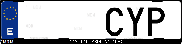 Imágen de matrícula de coche con letras CYP de España