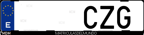 Imágen de matrícula de coche con letras CZG de España
