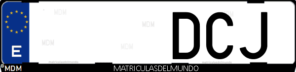 Imágen de matrícula de coche con letras DCJ de España