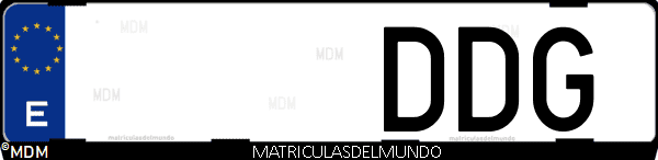 Imágen de matrícula de coche con letras DDG de España