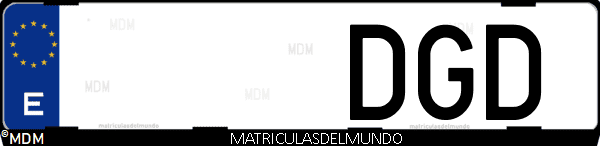 Imágen de matrícula de coche con letras DGD de España