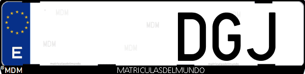 Imágen de matrícula de coche con letras DGJ de España