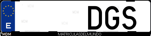 Imágen de matrícula de coche con letras DGS de España
