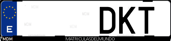 Imágen de matrícula de coche con letras DKT de España