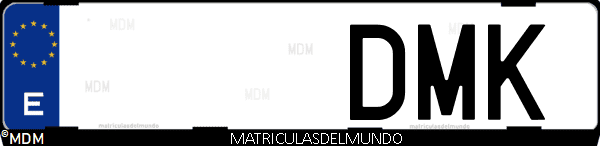 Imágen de matrícula de coche con letras DMK de España