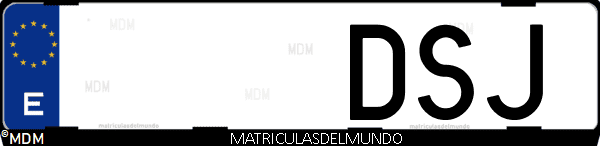 Imágen de matrícula de coche con letras DSJ de España