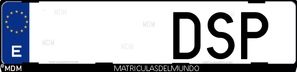 Imágen de matrícula de coche con letras DSP de España