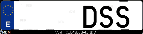 Imágen de matrícula de coche con letras DSS de España