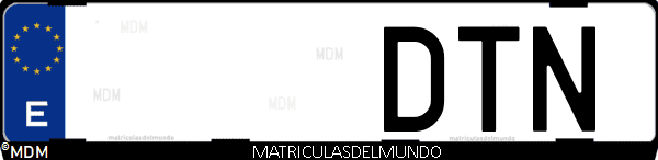 Imágen de matrícula de coche con letras DTN de España