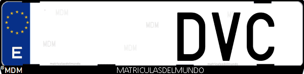 Imágen de matrícula de coche con letras DVC de España