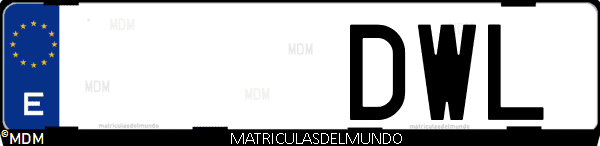 Imágen de matrícula de coche con letras DWL de España