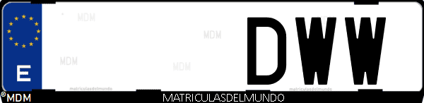 Imágen de matrícula de coche con letras DWW de España