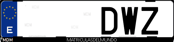 Imágen de matrícula de coche con letras DWZ de España