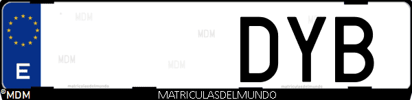 Imágen de matrícula de coche con letras DYB de España